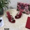 Dolce & Gabbana Crystal Heel 10.5cm Python Mules Red 2021