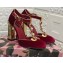 Dolce & Gabbana Heel 10.5cm T-strap Sandals Red with Pearls 2021