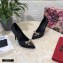 Dolce & Gabbana Heel 10.5cm Satin Pumps Black with Crystal Bow 2021