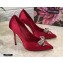 Dolce & Gabbana Heel 10.5cm Satin Pumps Red with Crystal Bow 2021