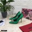 Dolce & Gabbana Heel 10.5cm Satin Pumps Green with Crystal Bow 2021