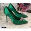 Dolce & Gabbana Heel 10.5cm Satin Pumps Green with Crystal Bow 2021