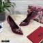 Dolce & Gabbana Heel 10.5cm Satin Pumps Burgundy with Crystal Bow 2021