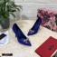 Dolce & Gabbana Heel 10.5cm Satin Pumps Blue with Crystal Bow 2021