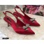 Dolce & Gabbana Heel 6.5cm Satin Slingbacks Red with Crystal Bow 2021