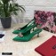Dolce & Gabbana Heel 6.5cm Satin Slingbacks Green with Crystal Bow 2021
