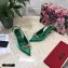 Dolce & Gabbana Heel 6.5cm Satin Slingbacks Green with Crystal Bow 2021