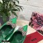 Dolce & Gabbana Heel 6.5cm Satin Slingbacks Green with Crystal Bow 2021