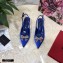 Dolce & Gabbana Heel 6.5cm Satin Slingbacks Blue with Crystal Bow 2021