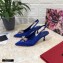 Dolce & Gabbana Heel 6.5cm Satin Slingbacks Blue with Crystal Bow 2021
