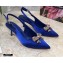 Dolce & Gabbana Heel 6.5cm Satin Slingbacks Blue with Crystal Bow 2021