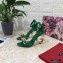 Dolce & Gabbana Heel 10.5cm Leather Chain Sandals Green with Baroque D&G Heel 2021