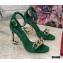 Dolce & Gabbana Heel 10.5cm Leather Chain Sandals Green with Baroque D&G Heel 2021