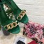 Dolce & Gabbana Heel 10.5cm Leather Chain Sandals Green with Baroque D&G Heel 2021