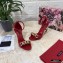 Dolce & Gabbana Heel 10.5cm Leather Chain Sandals Red with Baroque D&G Heel 2021