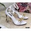 Dolce & Gabbana Heel 10.5cm Leather Chain Sandals White with Baroque D&G Heel 2021