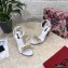 Dolce & Gabbana Heel 10.5cm Leather Chain Sandals White with Baroque D&G Heel 2021