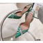 Amina Muaddi Heel Rosie Slingback Pumps Satin Green with Crystal Bow