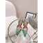 Amina Muaddi Heel Rosie Slingback Pumps Satin Green with Crystal Bow