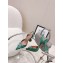 Amina Muaddi Heel Rosie Slingback Pumps Satin Green with Crystal Bow