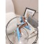Amina Muaddi Heel Rosie Slingback Pumps Satin Light Blue with Crystal Bow