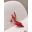 Amina Muaddi Heel Rosie Slingback Pumps Satin Red with Crystal Bow