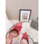 Amina Muaddi Heel Rosie Slingback Pumps Satin Red with Crystal Bow