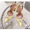 Amina Muaddi Heel Rosie Slingback Pumps Satin Yellow with Crystal Bow