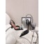 Amina Muaddi Heel Rosie Slingback Pumps Satin Black with Crystal Bow