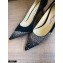Jimmy Choo Heel 6.5cm Love Pumps Crystal Covered Suede Black 2021