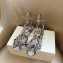 Jimmy Choo Alodie Flats Snake Printed Leather Sandals Gray 2021