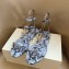Jimmy Choo Alodie Flats Snake Printed Leather Sandals Blue 2021