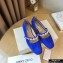 Jimmy Choo Ade Flats Suede Blue with Pearl Embellishment 2021
