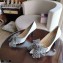 Jimmy Choo Heel 8.5cm SEKA Pumps White with Crystal Bow Clasp 2021
