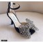 Jimmy Choo Heel 8.5cm MANA Sandals Suede Black with Crystal Bow Clasp 2021