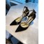 Jimmy Choo Heel 8.5cm TALIKA Pumps Suede Black with Ankel Strap and Crystal Chain 2021