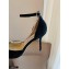 Jimmy Choo Heel 8.5cm TALIKA Pumps Suede Black with Ankel Strap and Crystal Chain 2021