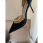 Jimmy Choo Heel 8.5cm TALIKA Pumps Suede Black with Ankel Strap and Crystal Chain 2021