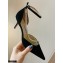 Jimmy Choo Heel 6.5cm TALIKA Pumps Suede Black with Ankel Strap and Crystal Chain 2021