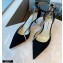 Jimmy Choo Heel 6.5cm TALIKA Pumps Suede Black with Ankel Strap and Crystal Chain 2021