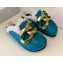 JW Anderson Shearling Lining Chain Loafer Mules Turquoise Blue 2021