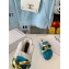 JW Anderson Shearling Lining Chain Loafer Mules Turquoise Blue 2021