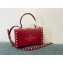 Valentino Rockstud Alcove Grainy Calfskin Box Bag Red 2021