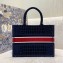 Dior Small Book Tote Bag in Crocodile-Effect Embroidered Velvet Blue 2021