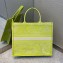 Dior Book Tote Bag in Toile de Jouy Reverse Embroidery Yellow 2021