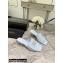 Alexander Wang Heel 5.5cm Jessie Padded Velour Crystal Logo Slide Sandals Light Blue 2021