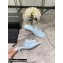 Alexander Wang Heel 5.5cm Jessie Padded Velour Crystal Logo Slide Sandals Light Blue 2021