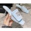 Alexander Wang Heel 5.5cm Jessie Padded Velour Crystal Logo Slide Sandals Light Blue 2021
