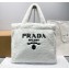 Prada Shearling Tote Bag 1BG130 White 2021