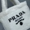 Prada Shearling Tote Bag 1BG130 White 2021